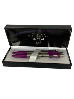 Parker Infusion Gel Pen & Pencil Set Purple Silver in Box Made In UK